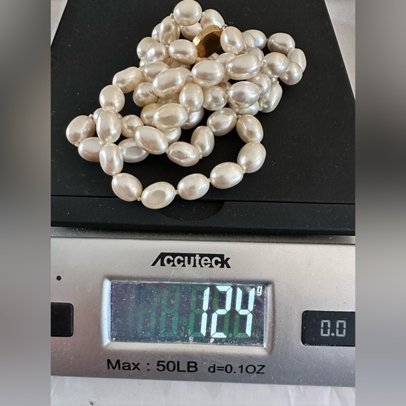 VTG Glass Pearl Necklace And Knotted Cream Color Estate Jewelry Statement 5382 B - Picture 6 of 12